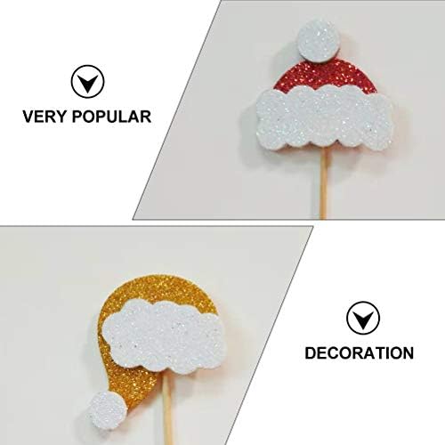 Valiclud 10pcs de papel de paper toppers mini chapéu de natal picks decoração de festa de festa