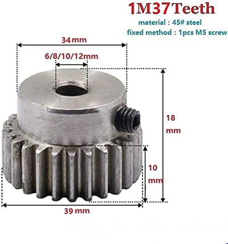 Xmeifeits Industrial Gear 1pcs Mod1 pinhão engrenagem 37t 6/8/10/12mm M1 37 dente