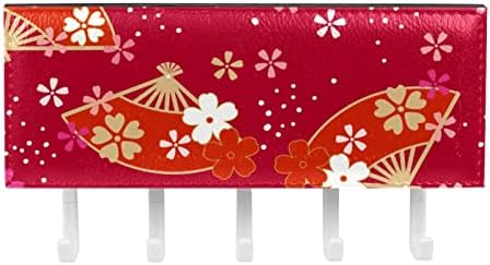 Laiyuhua ganchos adesivos coloridos com 5 ganchos e 1 compartimento para armazenamento, perfeito para sua entrada, cozinha, quarto japonês vermelho