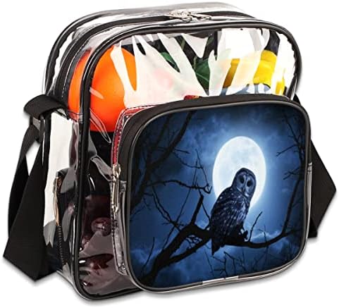Owl Moonlight Clear Messenger Crossbody Tote Bag para viagens de trabalho e negócios para homens e mulheres