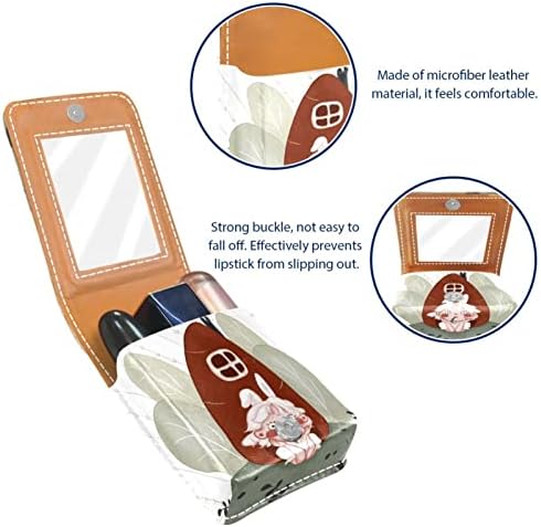 Caixa de batom de oryuekan com espelho bolsa de maquiagem portátil fofa bolsa cosmética, coelho de cenoura de coelho conto