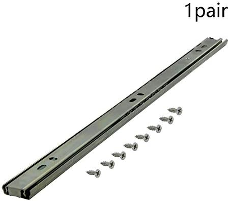 JutaGoss Slides de gaveta de 16 polegadas, rolamento de extensão completa trilho de trilho de slide 1.06 polegadas de largura 55lb Capacidade de prata Tom 1 par
