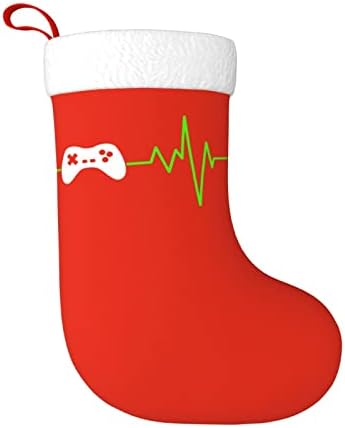 Yoigng Heartbeat of a Gamer Christmas Stocking Xmas meias clássicas lareira de decoração de férias
