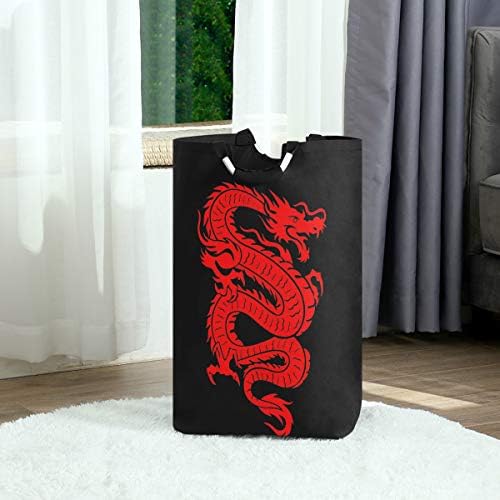 Yyzzh Red Chinese Dragon On Black Grande Saco de Rajamento Brasão de Basca