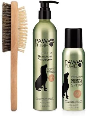 Pawfume 2-em-1 Brush de animais de estimação + spray de manobra + shampoo e condicionador de cachorro