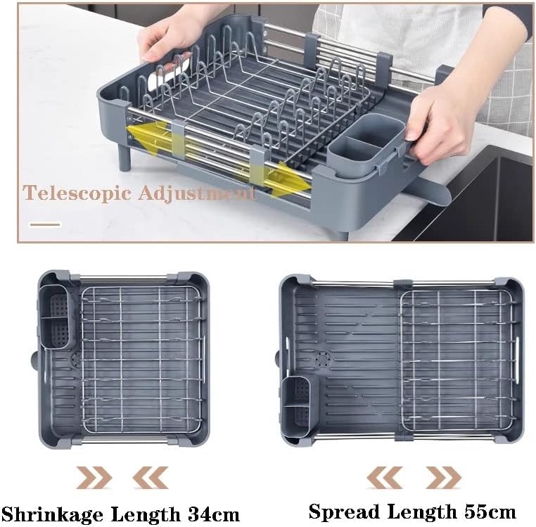 Doubao Dish Seco Rack compacto resistente à ferrugem Rack de prato e drenador Dreneador de pratos com bico giratório ajustável