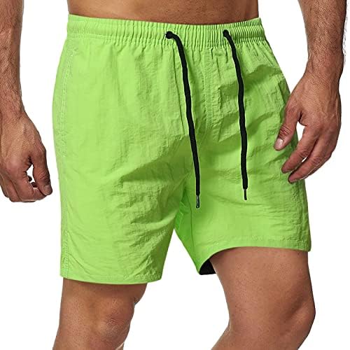 Miashui Swimsuit Men Multifuncional calça de 5 minutos de cor sólida praia esportes shorts de fitness de fitness