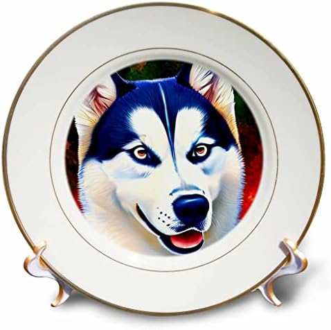 3drose impressionante retrato de cachorro husky siberiano. Arte digital de fundo colorido - placas