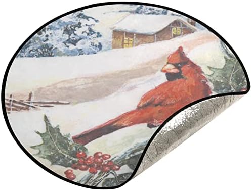 VISESUNNY Árvore de Natal MAT RETRO NATAL Holly Cardinal Bird Snow Tree Stand Protetor de piso absorvente Tree Stand Tape