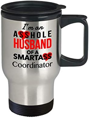 Eu sou um marido idiota de um coordenador de smartass engraçado caneca de café de viagem, dia do dia dos namorados no dia