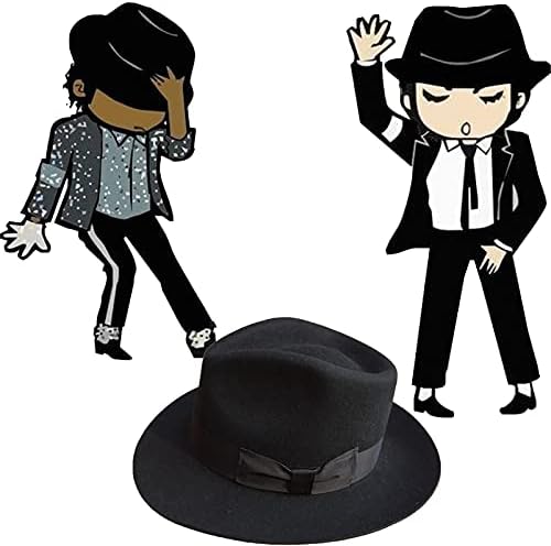 Michael Fedora Hat Classic Jackson Billie Jean Black Hat Hat's Wool Fedora Capinho com nome