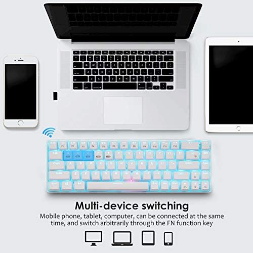 Teclado Bluetooth Wireless 60% Gaming Mechanical Gaming Com Blue LED Lit Lit, Efeito de Backlit 16, teclado com fio/sem fio compacto 68 keys com teclas completas anti-gestas compatíveis com computador/pc/laptop/mac