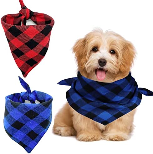 2 pacote de algodão bandanas lenços lenços de lenços de triângulo - lenço de cachorro de cachorro de cachorro externo lavável algodão bandanas de estimação de animais de estimação para cães pequenos grandes