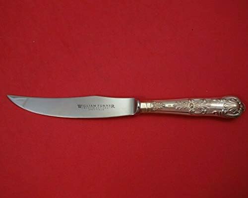 Queens de William Turner English Sterling Silver Steak Knife 8 1/2 Antique