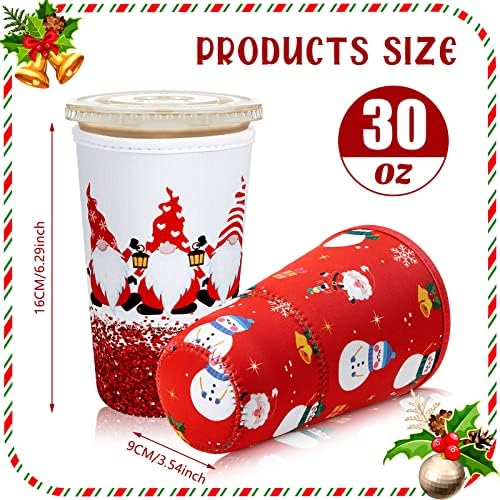 6 peças de Natal reutilizável de capa gelada de capa de neoprene para bebidas grandes bebidas de bebidas grandes do boneco de