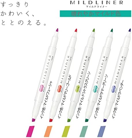 Zebra Mildliner WKT7-5C-HC-N Highlighter, Sunny e Mild Color, HC5 Colors