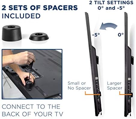 Sem montagem na parede da TV de Mount-It! -Montagem de cabide de inclinação de baixo perfil para não-dano sem duração Instalação de parede seca | Capacidade de peso de 110 libras, até VESA 600x400