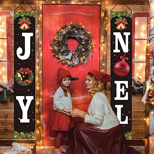 Decorações de Natal Joy Noel Varanda Sinais de faixas vermelhas grandes banners de decoração de férias de natal para casa de estar em casa por porta de estar em casa portão de parede de parede de parede de parede de decoração