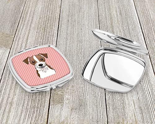 Tesouros de Caroline BB1202SCM PICHERBOARD Pink Jack Russell Terrier Compact Mirror, espelho de maquiagem de viagem decorativa