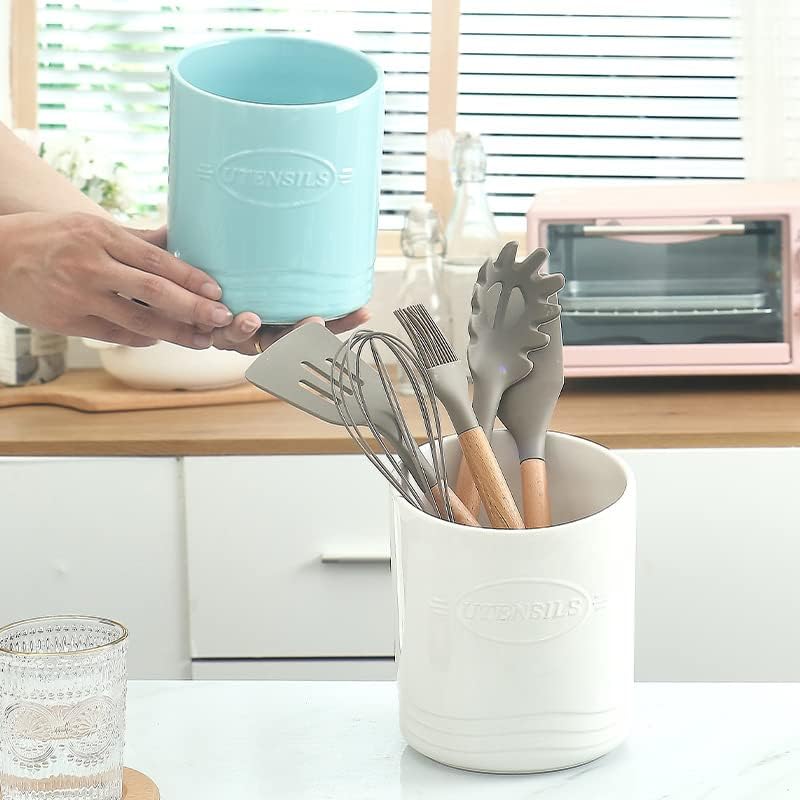 Suporte de utensílio de cozinha Yotbule, suporte de utensílio de utensílios de cerâmica para balcão de cozinha, suporte de espátula