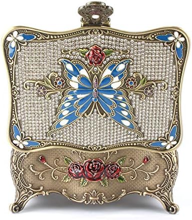 Dekika Mini Caixa de Armazenamento de Jóias requintadas, caixa de bugigangas, caixa de jóias de borboleta repleta de diamantes