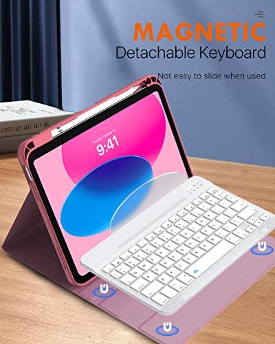 Caixa de teclado Moko para iPad 10th Generation Case com teclado, tampa de suporte magnético com vários ângulos para iPad 10,9 polegadas