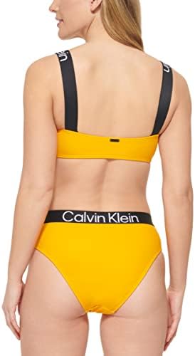 Calvin Klein Standard Bra Top com copos macios removíveis de alta cintura do logotipo de 2 peças de 2 peças