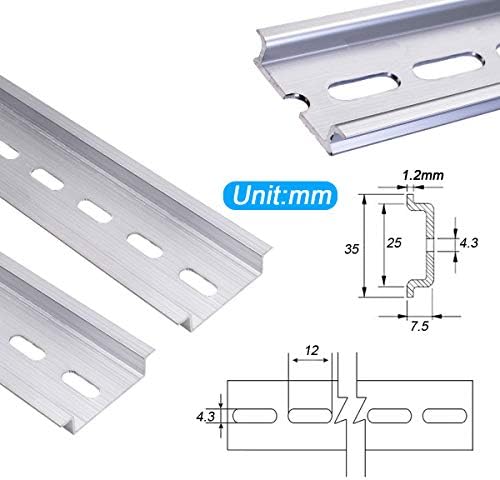 mxuteuk 2 pcs de 12 polegadas de comprimento de alumínio com fenda de alumínio ROHS de 35 mm de largura 7,5 mm de altura MXU-DIN-300