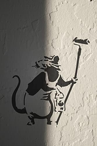 Banksy Rat Painter Stêncil para pintura - Laser Cut reutilizável 14mil Mylar Stencil - Modelo de pintura de arte de parede