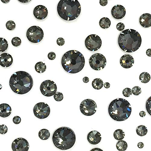 Diamante preto 144 PCs Swarovski 2058/2088 Crystal Flatbacks Rhinestones unha arte misturada com tamanhos SS5, SS7,