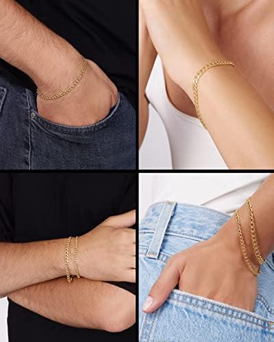 Jóias Atelier Gold Chain Bracelet Collection - 14K Solid amarelo Gold Miami Curb Curb Link Chain Bracelets para mulheres