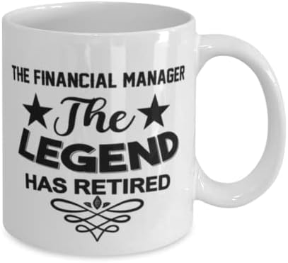 Gerente financeiro MUG, The Legend se aposentou, idéias de presentes exclusivas para gerente financeiro, copo de chá