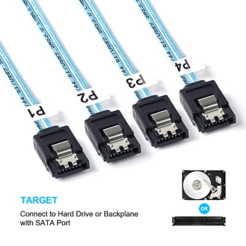 Adcaudx 2pack mini sas para o cabo SATA: 0,5m SFF-8643 para SATA Mini SAS Breakout Cable SFF8643 para SATA Mini SAS HD para SATA SAS