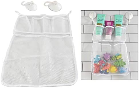 Home-X Bathtub Toy and Banheiro Mesh Bag com o organizador de ganchos de copo de sucção, armazenamento de banheira, organização de brinquedos