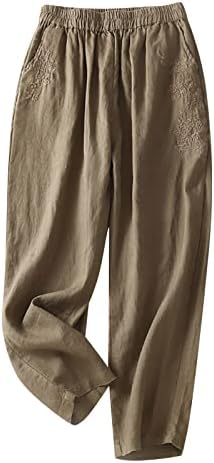 Calças casuais de calças casuais da mulher Miashui com cordão de prateleira com calças soltas de bolso da cintura alta