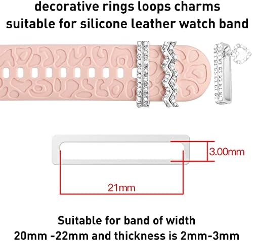 Charmos Anéis decorativos Loops Compatível com Apple Watch 38mm 40mm 41mm 42mm 44mm 45mm Bandas de silicone Iwatch Series 8 7 6 5 4 3 2 1 Charms de anel de metal da banda de vigilância Acessórios