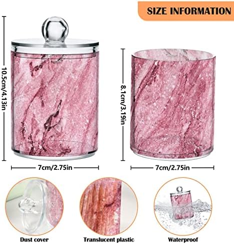 Textura de mármore rosa algodão cotonete recipientes de banheiro frascos com tampas conjuntos de algodão barra de algodão