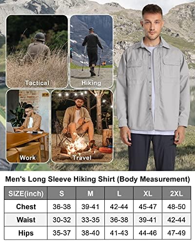 Camisas de caminhada de manga longa de 33.000 pés de 330 pés de homens