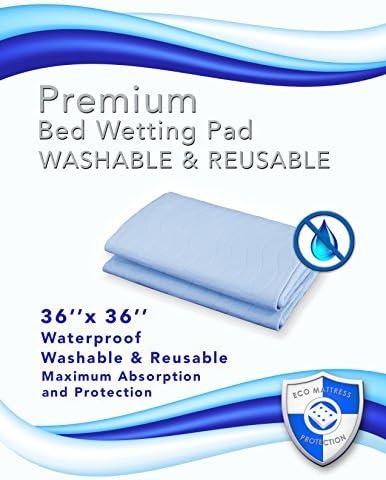 Ponta de umedamento de cama premium Ultra Soft- azul claro 36 x 36. Protetor de folha à prova d'água para adultos, idosos, bebês