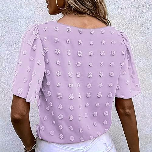 Manga corta vendaje tops blusa mujer color sólido cuello redondo camiseta camisas suelta moda túnica camiseta casual