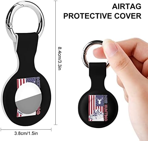 Caixa de silicone impressa na bandeira de caça dos veados para airtags com o chaveiro de proteção contra tags de tags de tag de tag