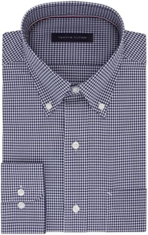 Tommy Hilfiger Men's Long Button Down Shirt, Marinha, 17,5 pescoço 34 -35 Manga