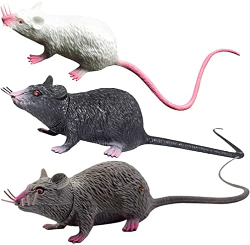 Toyvian 3pcs modelo de brinquedo de rato falso rato rato de rato de rato realista rato ornamento brank adereços decoração de ratos de