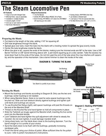 Penn State Industries Pkstlorb Steam Locomotive Bolt Ação Ação Balling Kit Kit Woodturning Project