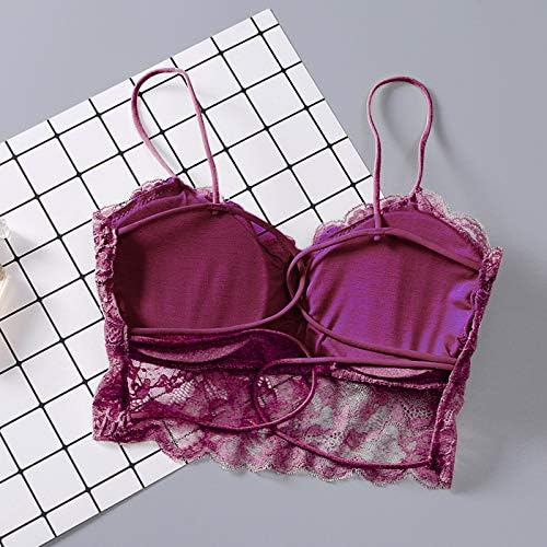 Sexy Lace Bralette para mulheres, Wirefree Free Free Floral Lace Bandau Bra com tiras de espaguete para mulheres meninas