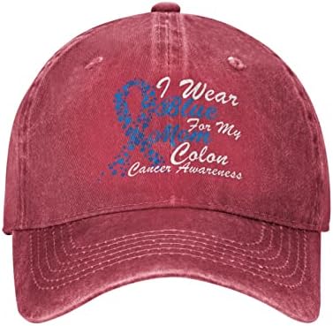 Zsixjnb Colon Cancer Câncer Chapéu Eu uso azul para minha mãe Golf Hat Golf Hat Gift