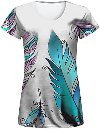 Camisas femininas de Nokmopo Moda Casual Impressão Digital Casual Com Flor and Bird Sleeved Short Top de camiseta solta