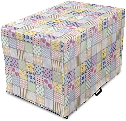 Capa de caixas de cachorro de cabine lunarável, estilo de retalhos de retalhos diferentes padrões quadrados de primavera
