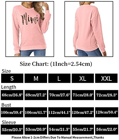 EGELEXY Leopard Mimi Sweatshirt Mulheres Carta engraçada Imprima avó Pullover de presente Top Casual Camisas de manga longa