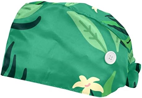 2 pacotes Tiger cercado por folhas Campa de trabalho verde com botões Bandada de moletom Chapéus Amarne os chapéus para mulheres